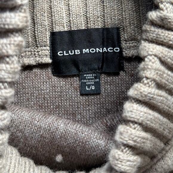 Club Monaco Wool Blend Mock Neck Cozy Knit Boxy Sweater Taupe Womens L Large - Picture 4 of 7